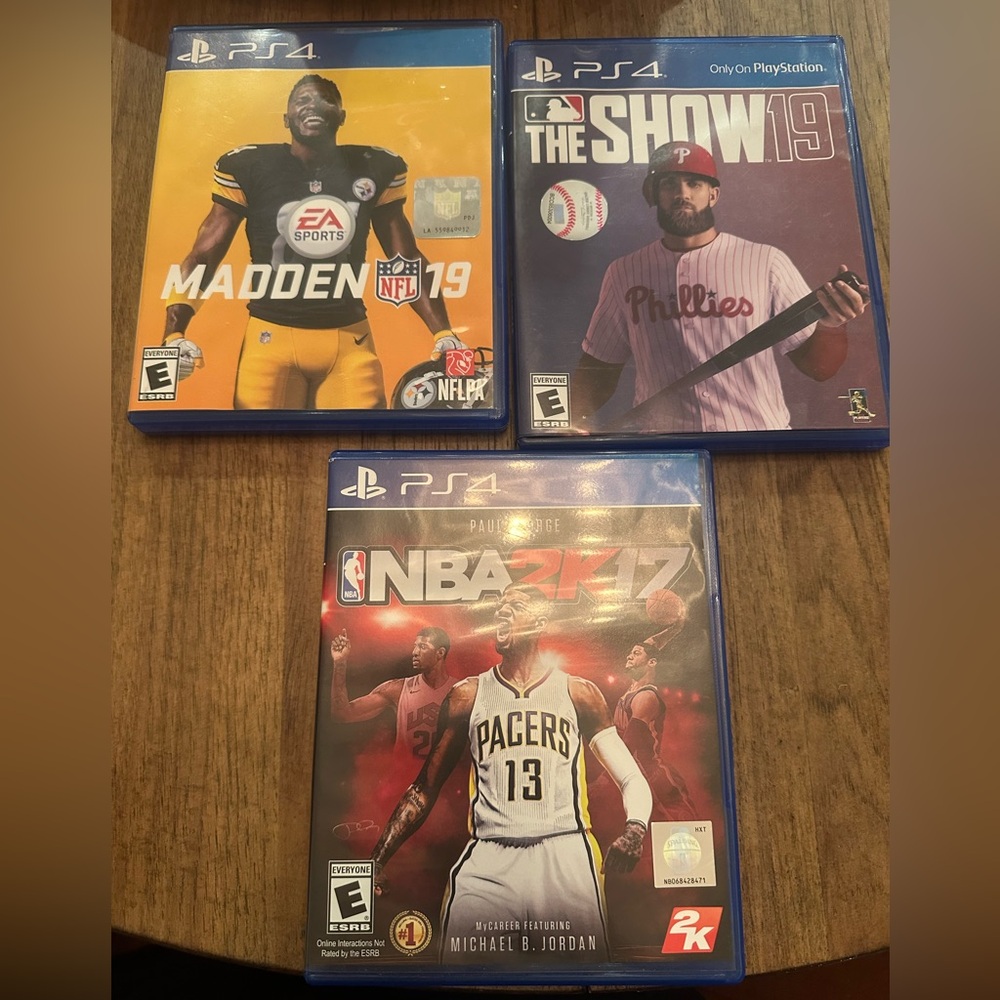 PS4 Sports Game Bundle - Madden NFL 19, MLB The Show 19, NBA 2K17